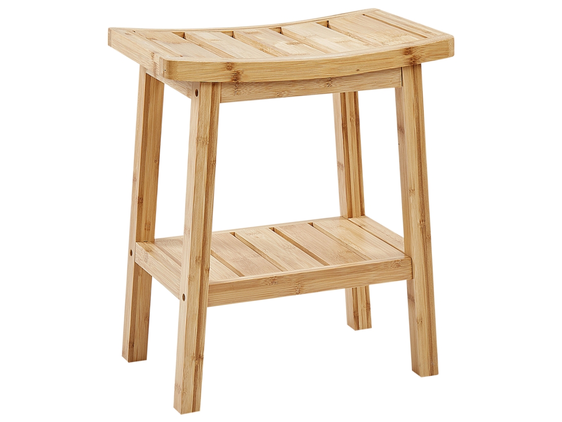 Taburete De Estilo Moderno Beliani Tremont De Bambú Marrón 39x45