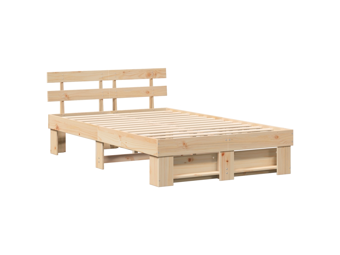 Conjunto 1 Cama Moderna Vidaxl Castanho Madeira De Pinho Maciça (120 X 200 Cm)