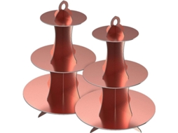 2 Pack Suporte De Cupcakes De Cartão Cor Rosa Dourado 3 Andares Para Festa De Aniversário