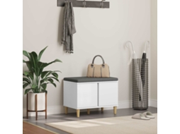 Vidaxl Banco De Hall Com Almofada Com Porta Branco 60 X 38 X 46 Cm