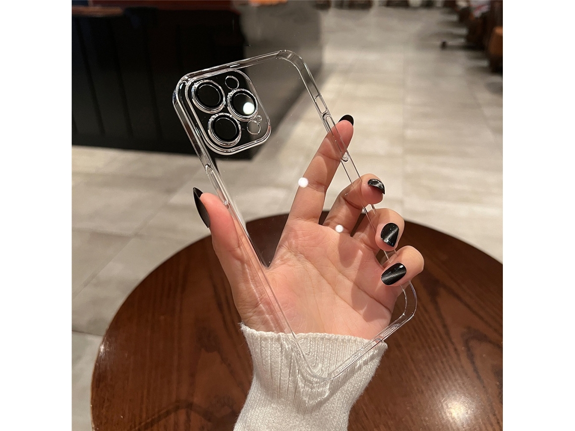 Capa Transparente Prateada Eletrodepositada Para Iphone 17 Pro Com Proteção Total Para A Lente.
