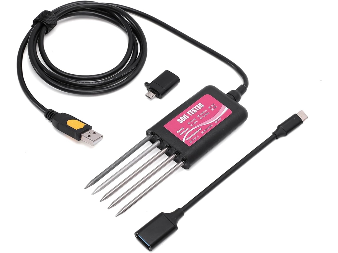 Analisador De Solo Digital Usb 7em 1com Medidor Ph, Npk E Temperatura, Monitor Plantas Para Jardim