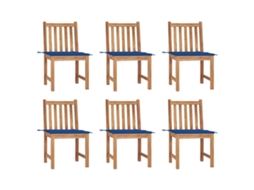 Cadeiras De Jardim 6 Pcs C/ Almofadões Madeira De Teca Maciça Dkd Home Decor