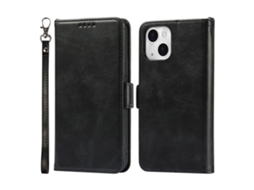 Capa Para Iphone 14 Pele Sintética Anti-choque Magnética Preto