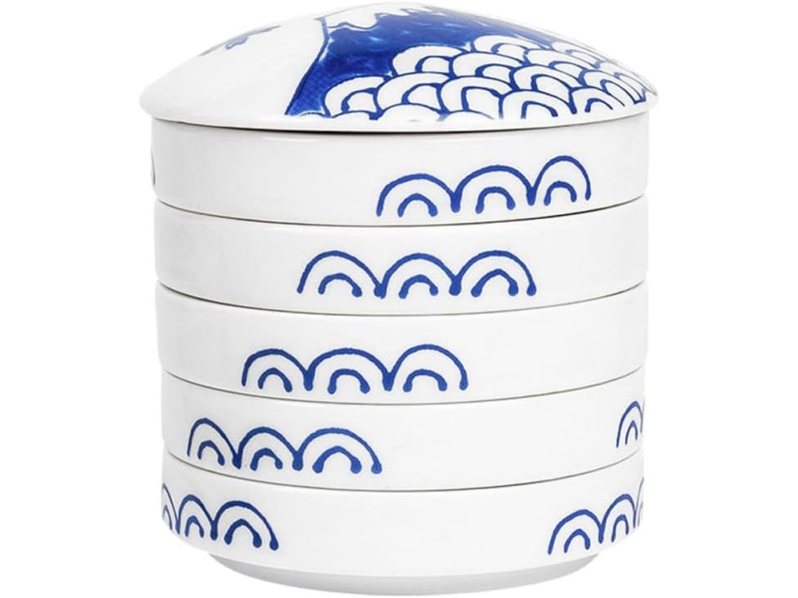 Conjunto de 5 Paleta Pintura Alipis Cerâmica Azul com Camadas, Fácil Limpar, Multiuso, Design Elegante para e