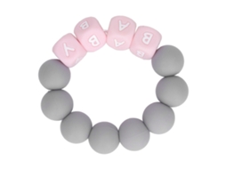 Mali pulseira de Silicone para Bebê com Letras Coloridas Anel de Mordida Leve Grey