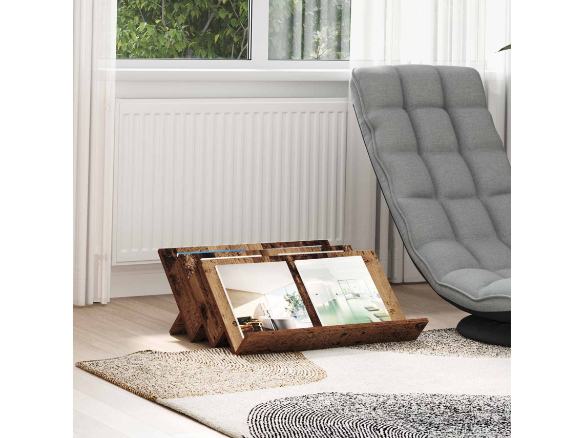 Vidaxl Estante De Revistas Madeira Antiga 65 X 53 X 28,5 Cm