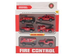 Conjunto de 6 peças de caminhões de bombeiros ATS, modelos inerciais de liga metálica, brinquedos interativos para crianças e adultos.