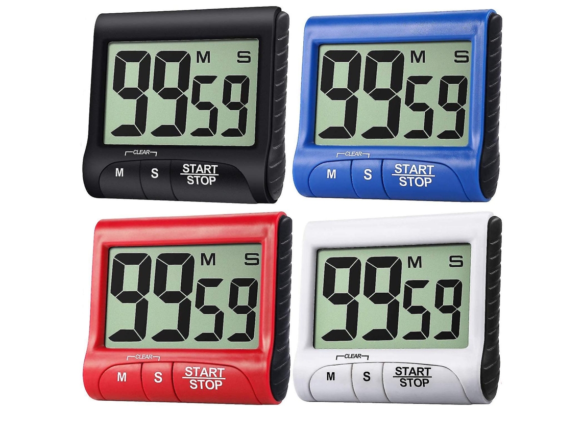 Temporizador De Cozinha Digital Com 4 Peças, Grande Display, Despertador De Cozinha Magnético Slowmoose