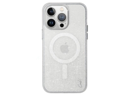 Capa Cintilante para iPhone 15 Pro UNIQ Pele Sintética Magnética Prateado
