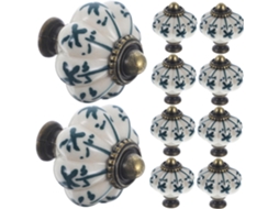 Cabilock Conjunto De 12-puxadores Vintage Em Cerâmica Azul, 33x38mm, Para Cômodas E Gaveteiros, Com Design De Abóbora
