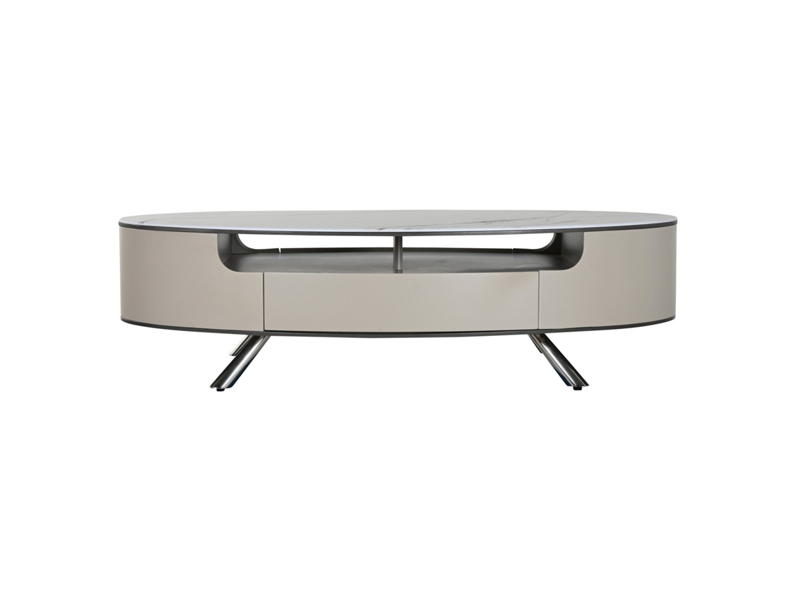 Mesa de centro em aço bege com detalhes em mármore, 140x75x40cm ALEXANDRA HOUSE LIVING
