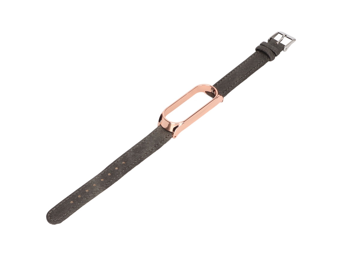 Pulseira de Relógio Jeans S/MARCA para Xiaomi Mi Band 6/5 NFC, Cinza, Casca Dourada