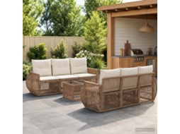 Vidaxl Conjunto De Sofá De Jardim 7 Unid. Bege Vime Pe