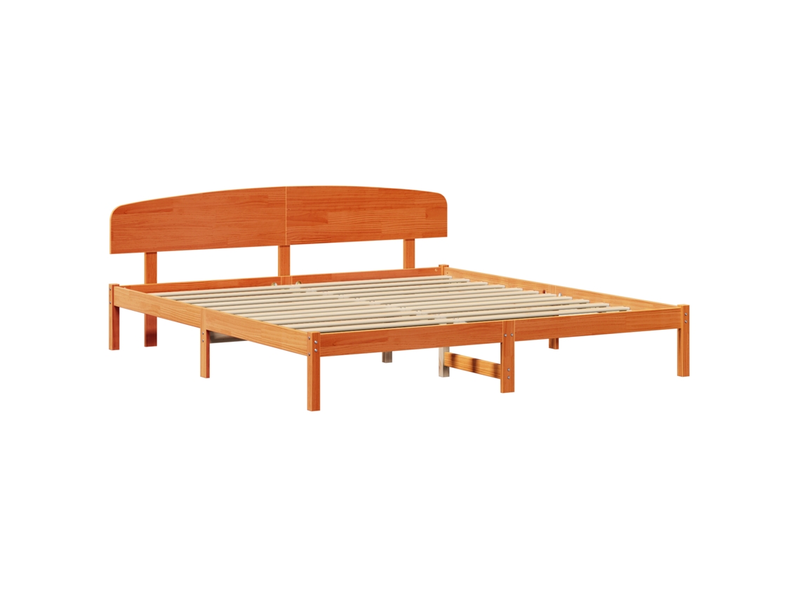 Conjunto 1 Estrutura De Cama Moderna Vidaxl Castanho Madeira De Pinho Maciça (180 X 200 Cm)