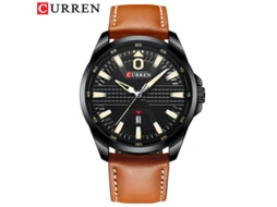 Relógio de Quartzo MDUG À Prova D'água com Pulseira de Couro Marrom e Preto, Masculino de Negócios
