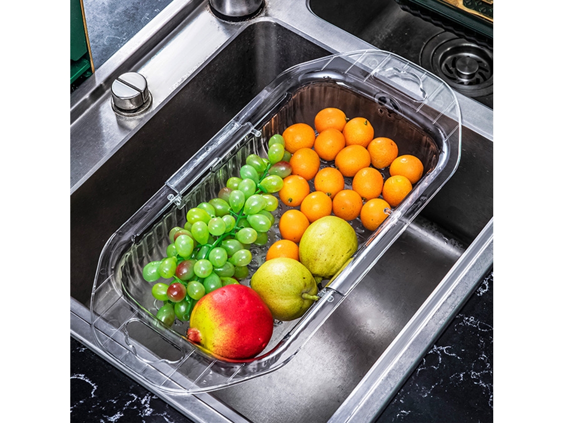 Escorredor De Lavatório Em Pet Retrátil - Cesto Telescópico Para Legumes, Fruta E Loiça De Cozinha