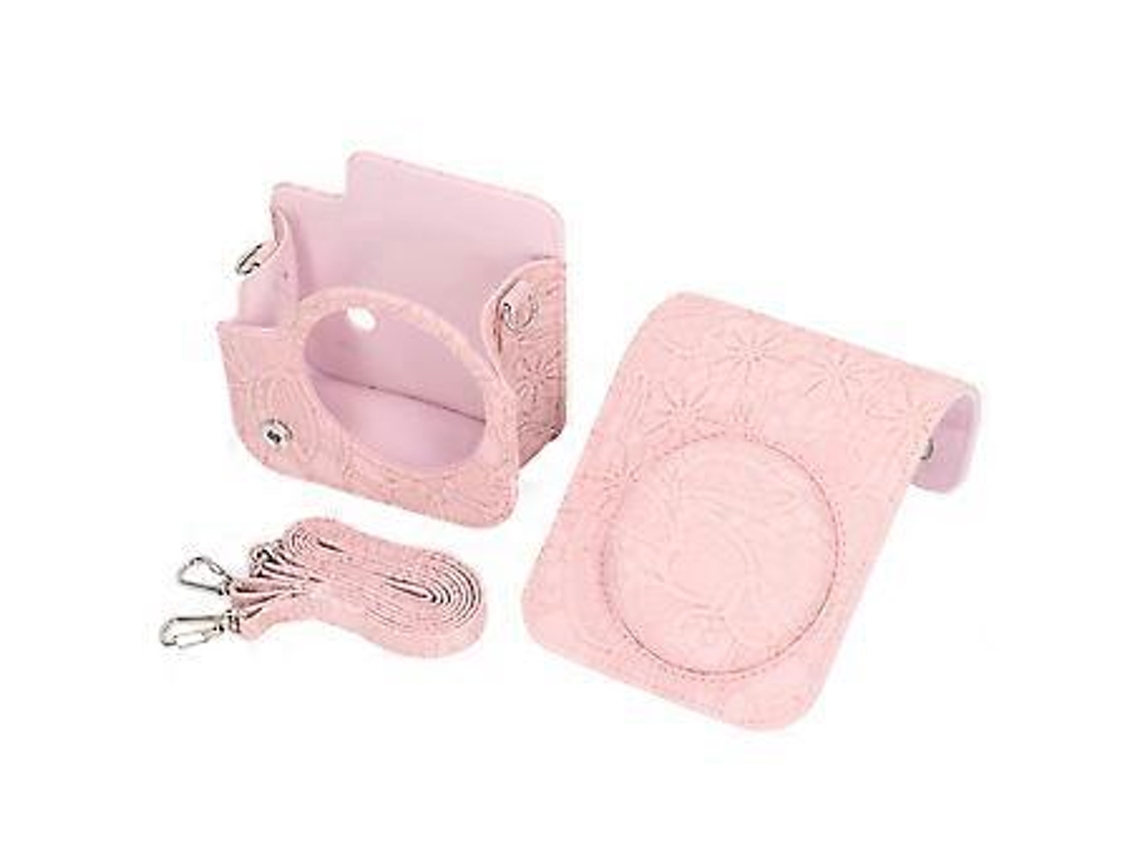 Capa Protetora Para Câmera Instantânea Com Padrão 3d Vintage Para Câmera Fujifilm Instax Mini 12 Rosa Escuro Com Relevo Brilvibera