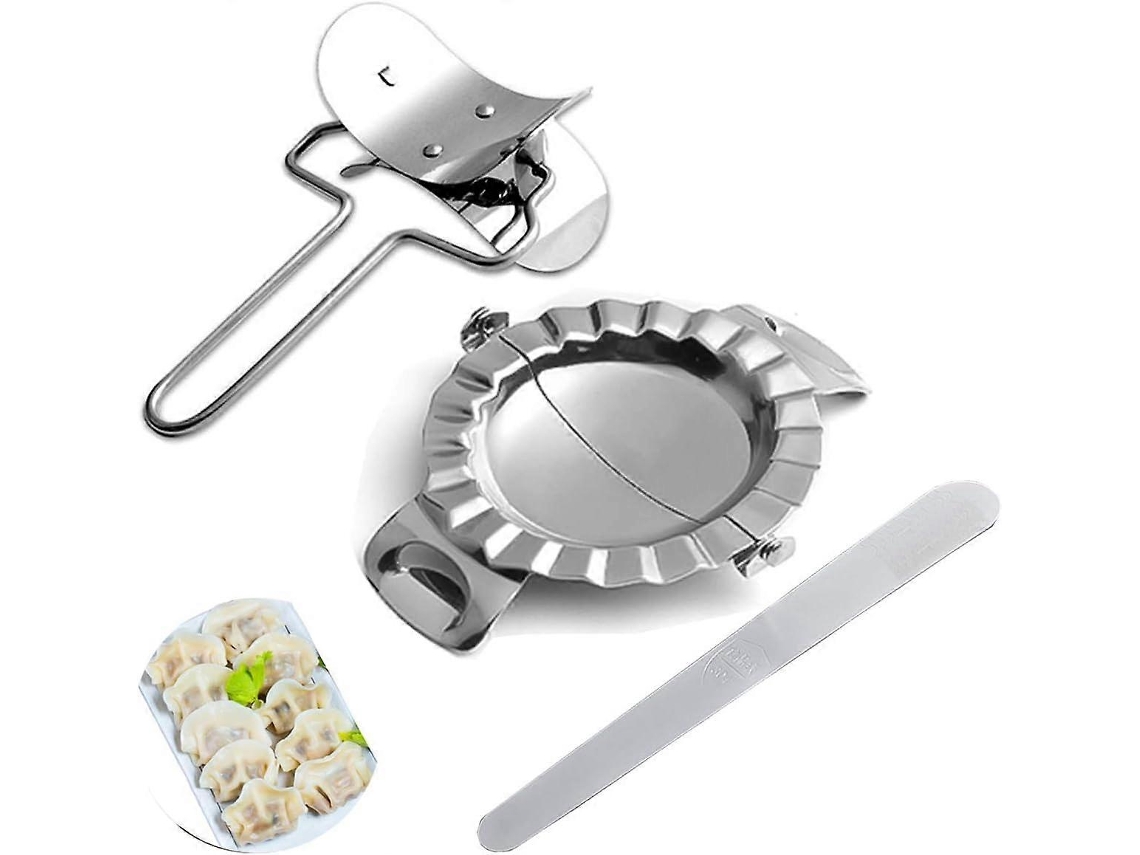 Conjunto de utensílios para fazer ravióli e dumplings, 3 moldes manuais em aço inoxidável 304 para empanadas, gyoza e pierogis.