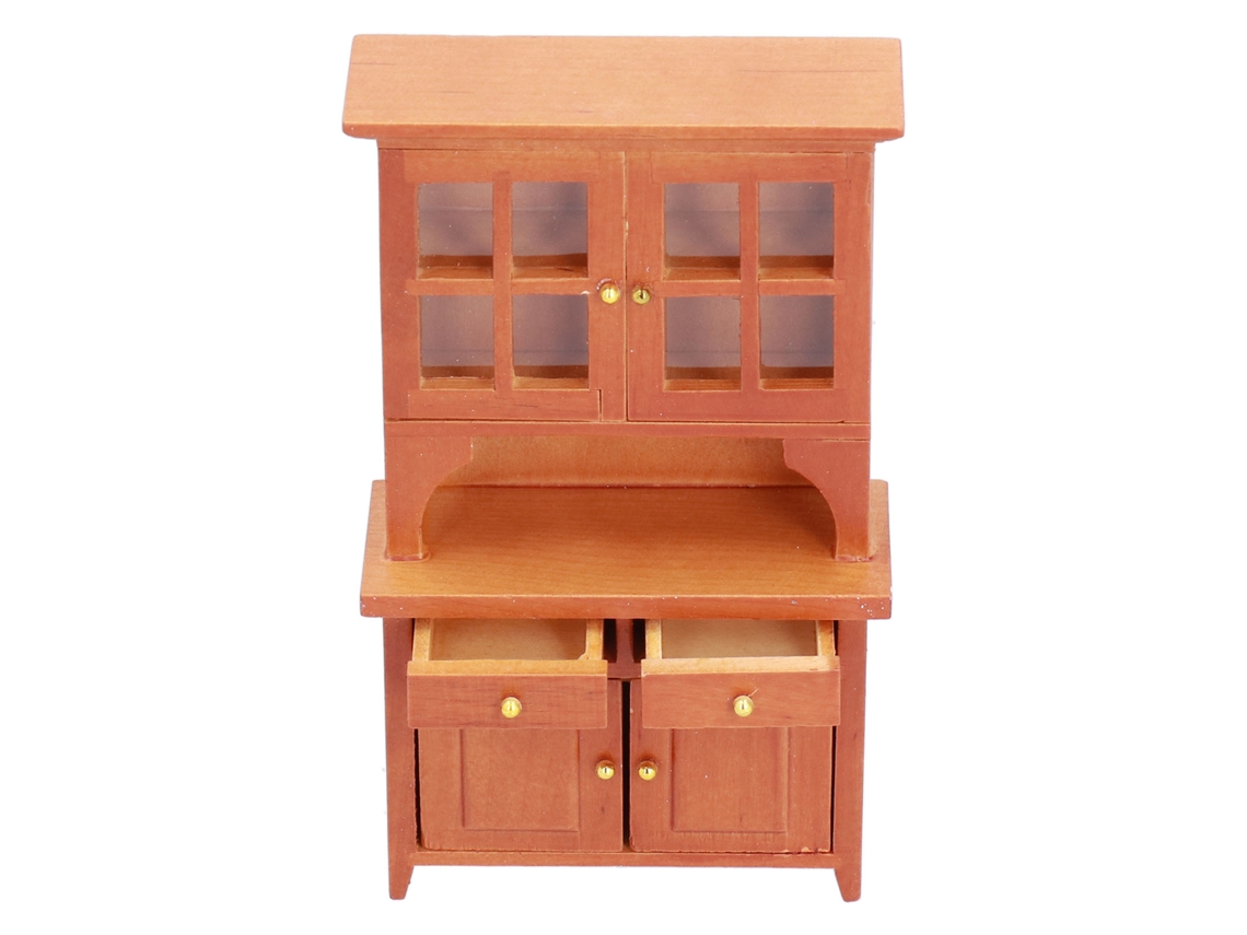 Primerox armário de Madeira para Casa de Bonecas 1:12 Miniatura Móvel Decorativo Marrom
