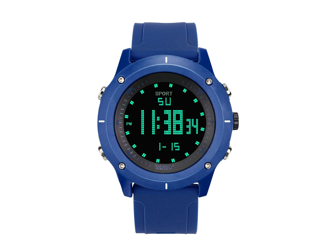 Relógio de pulso masculino de silicone, modelo DZB22, azul celeste.