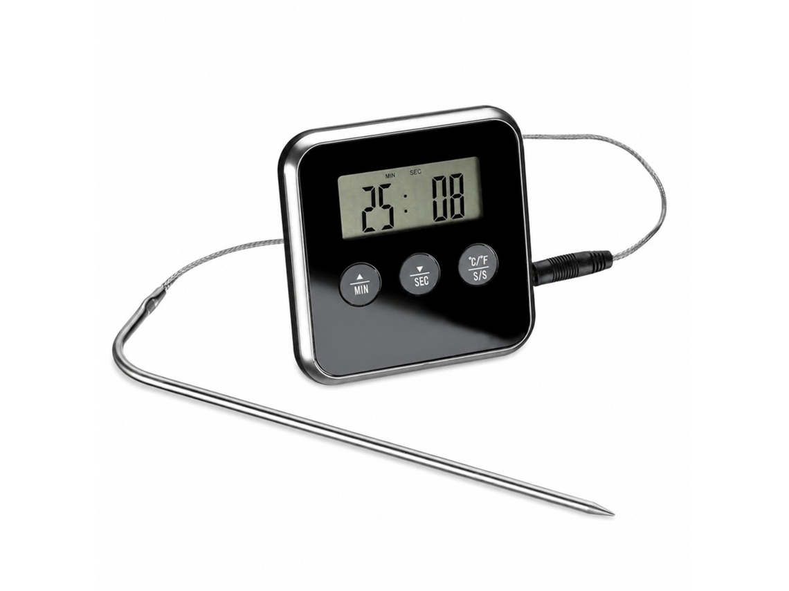 Termômetro Digital Para Alimentos Com Sonda, Aço Inoxidável, Display Lcd, Alarme Temporizador, -50 A 250°c