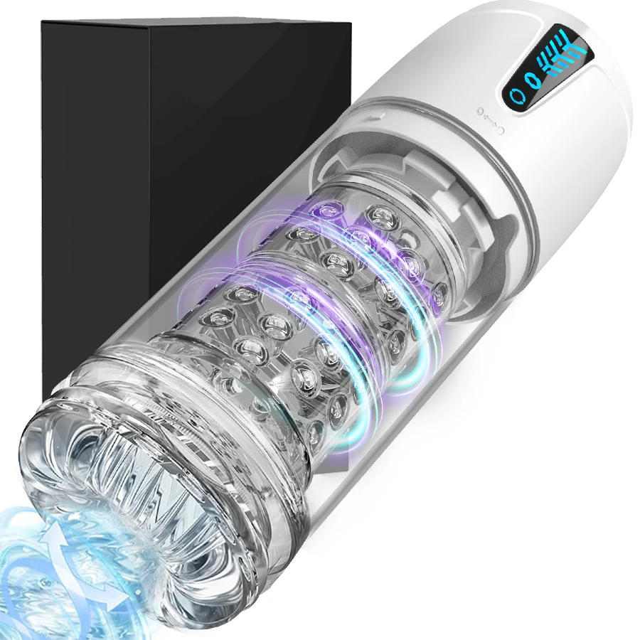 (branco) Masturbador Masculino Automático, 7 Modos De Rotação, Sucção E Lambida, Vagina Em Formato De Bolso.