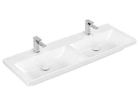 Pia dupla com móveis do Subway 3.0 da Vilerooy & amp, boch, 1300 x 470 mm, 2 torneiras para torneira, sem transbordar, sem polimento, 4a71d1