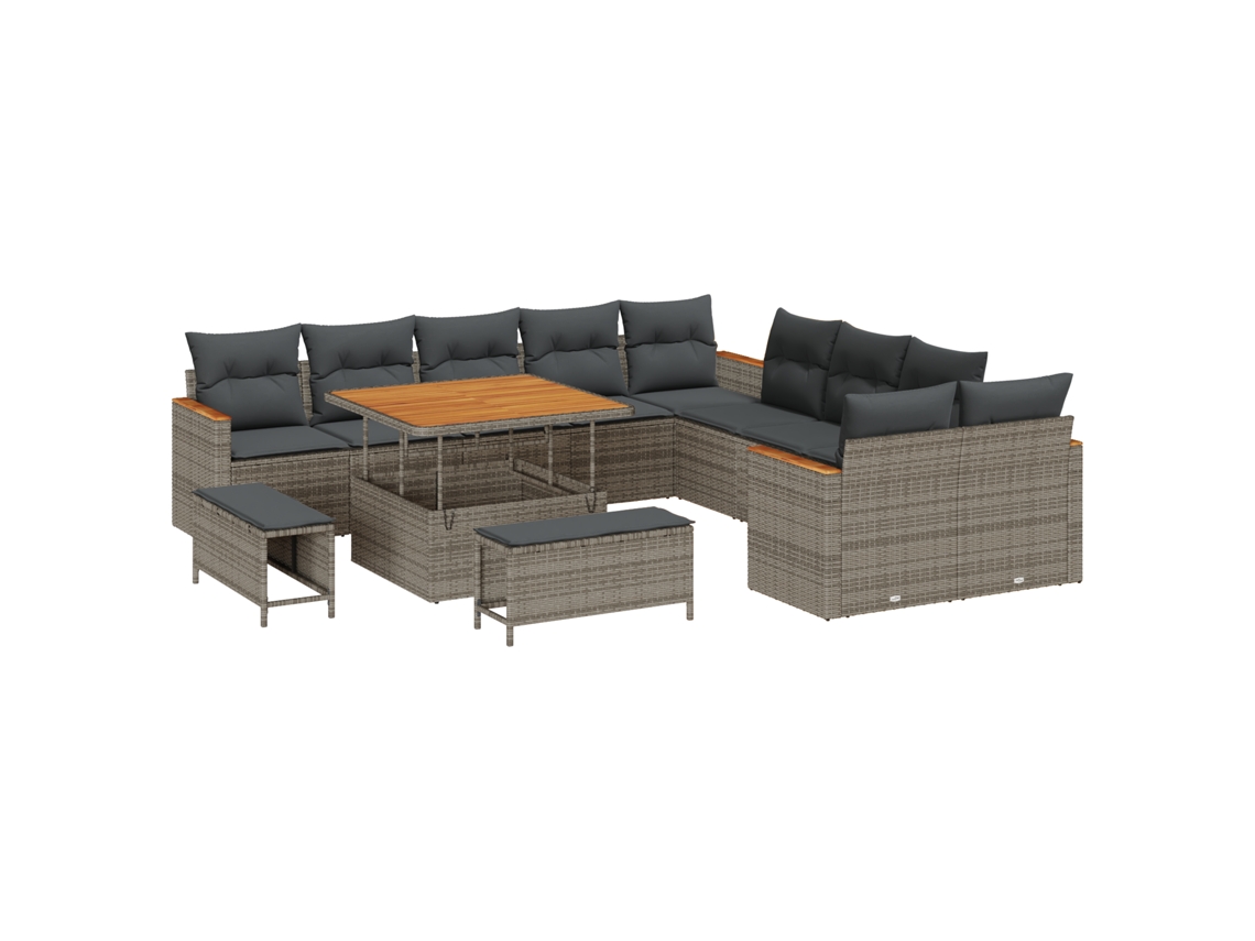 Conjunto 13 Sofá De Jardim Vidaxl Cinzento Vime Pe (100 X 100 X 71 Cm)