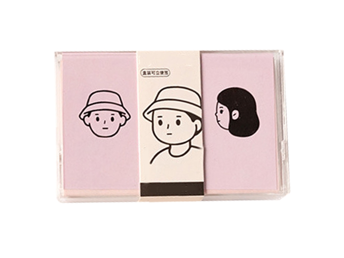 100 Hojas De Papel Memo Decorativo Mini No Adhesivo Con Caja Plástica Rosa Para Estudiantes