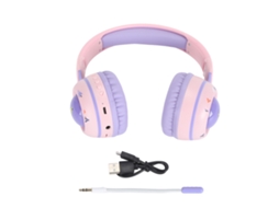 Auriculares Bluetooth para crianças com luzes rgb, 15 horas de reprodução, microfone removível, roxo | S/MARCA