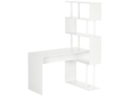 Mesa de Computador em L com 4 Prateleiras de Madeira, 120x80x176 Cm, Branca ZACHARY