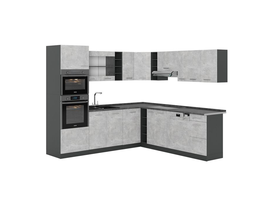 Cozinha Em Ângulo Linha R, 237x60cm Sem Pt, Concreto/antracito, Vicco