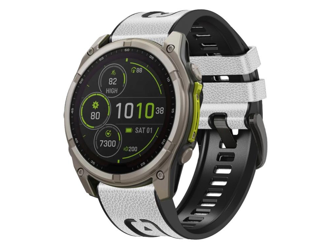 Bracelete para Garmin Couro e Silicone Liberação Rápida Fivela de Aço Preta Branca XIAOMOYU (26mm)