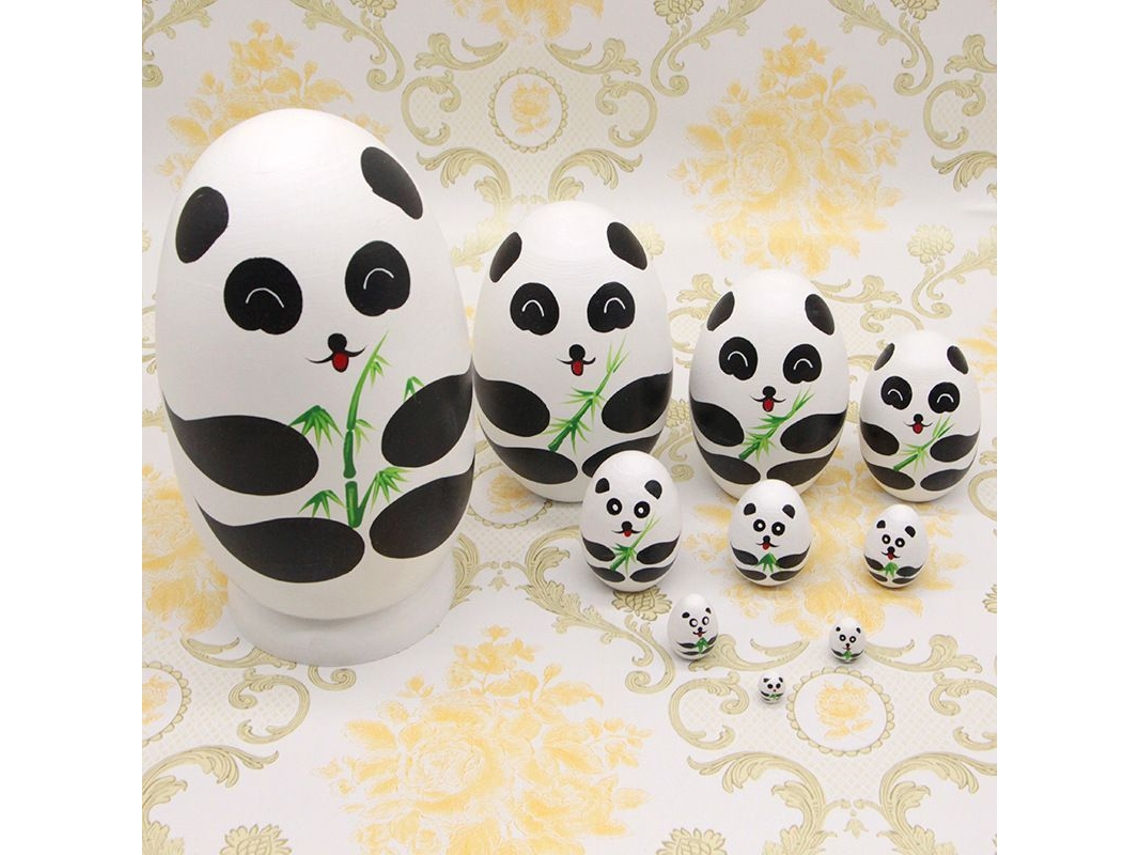 2026 juguete de Madera Apilable de Panda En Forma de Huevo, Muñecas Rusas, 10 Piezas, Regalo para Niños
