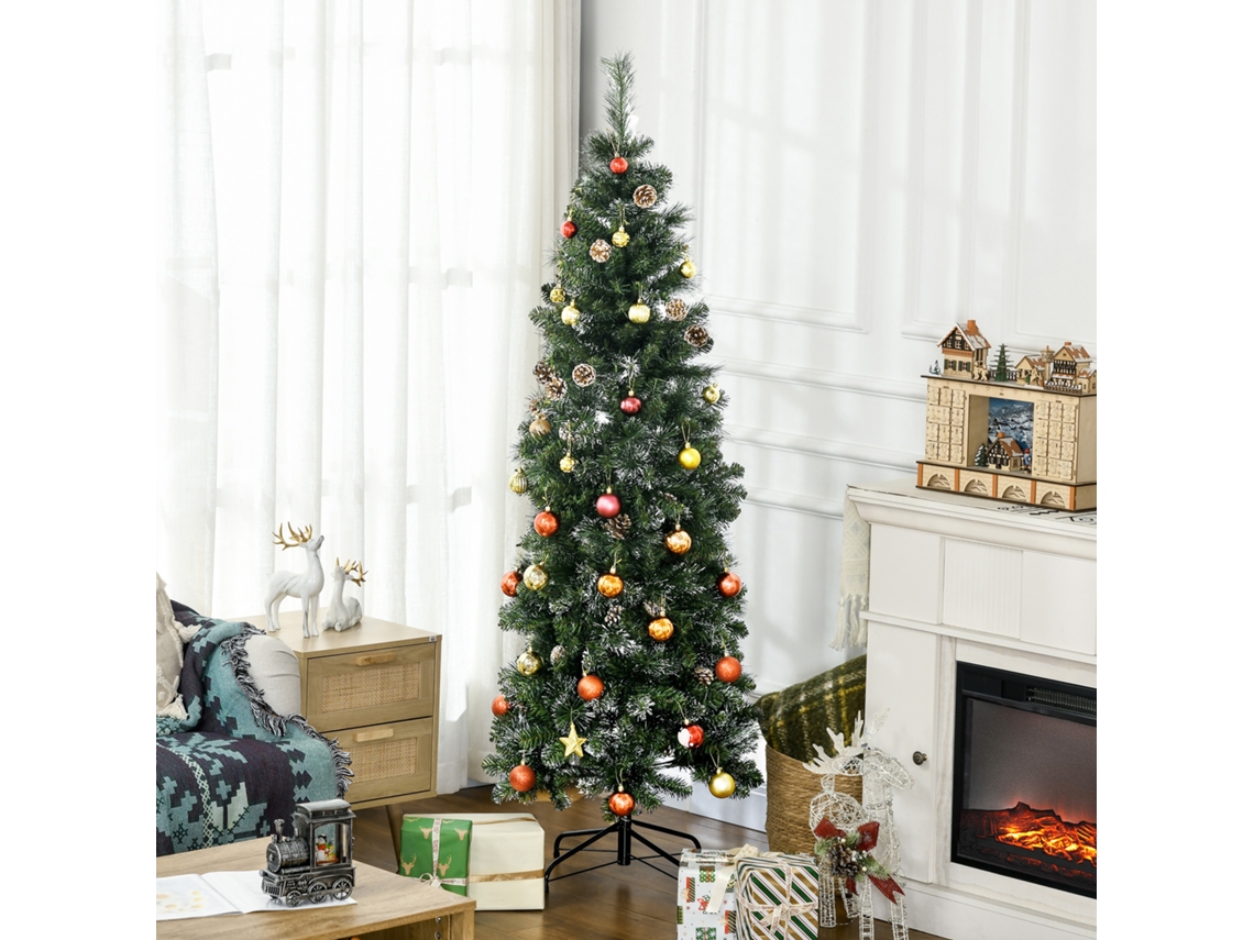 Árvore De Natal Artificial De 180 Cm Com Pinhas, 618 Ramos E Base De Metal, Verde.