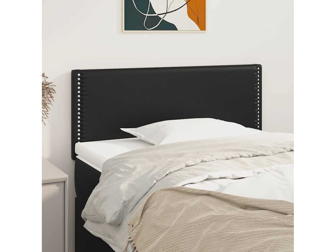 Vidaxl Cabeceira De Cama Couro Artificial 90x5x78/88 Cm Preto