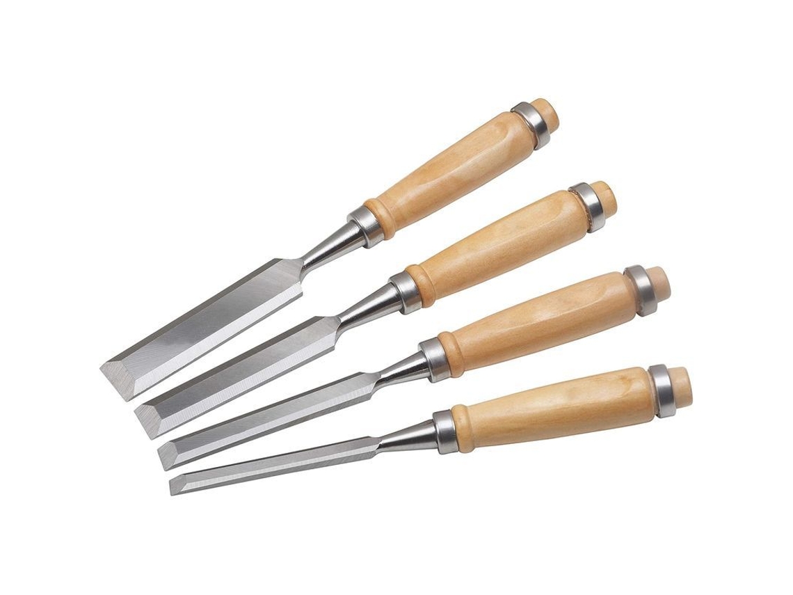 Conjunto De Cinceles De Carpinteiro, 4 Peças, Cabo De Madeira, 8mm+12mm+18mm+24mm