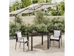 Vidaxl 3 Pcs Conjunto De Jantar P/ Jardim C/ Almofadões Vime Pe Preto