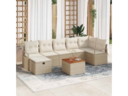 Vidaxl Conjunto de Sofá de Jardim 8 Pcs Bege Rattan Sintético
