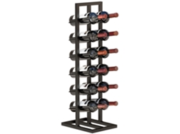 Suporte De Chão Para Vinhos Em Metal, Com Capacidade Para 12 Garrafas, Preto.