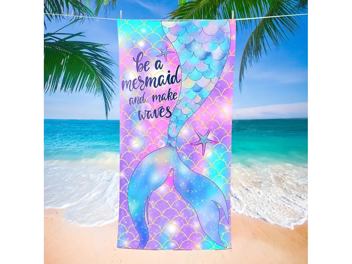 Toalhas De Praia Estampa Em Microfibra Absorvente Para Campismo, Piscina E Viagens.180*90cm Cauda De Sereia Hexinyigjly