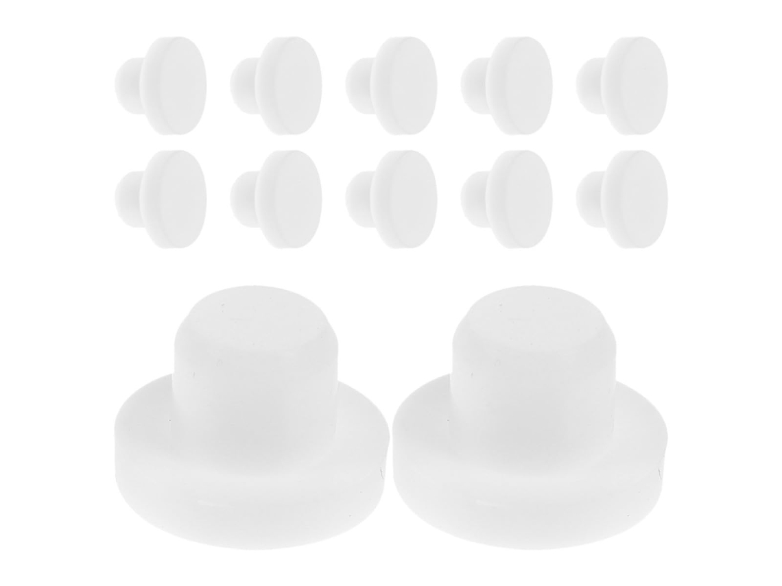Conjunto De 12 Rolhas De Silicone Para Garrafas, Brancas, Flexíveis E Duráveis.