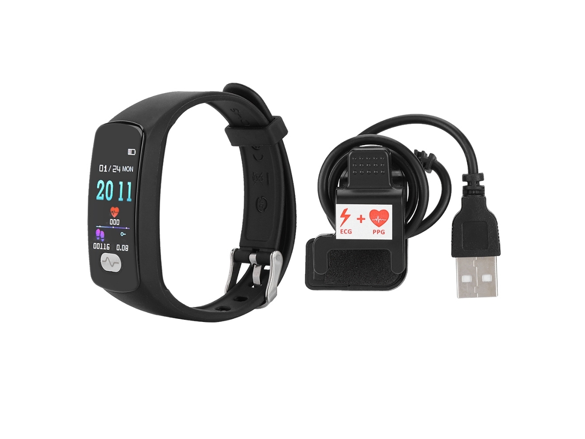 Pulseira Inteligente (monitoramento Ecg, Monitoramento De Frequência Cardíaca E Pressão Arterial) Pulseira Inteligente Ecg E07 Com Tela Colorida