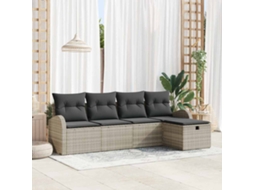 Vidaxl Conjunto De Sofá De Jardim 5 Unid. Cinzento-claro Vime Pe