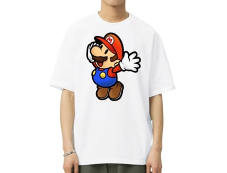 T-Shirt de Homem VREEL Super Mario Algodão Branco (L)