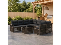 Vidaxl Conjunto De Sofá De Jardim 9 Unid. Cinza E Cinza Escuro Vime Pe