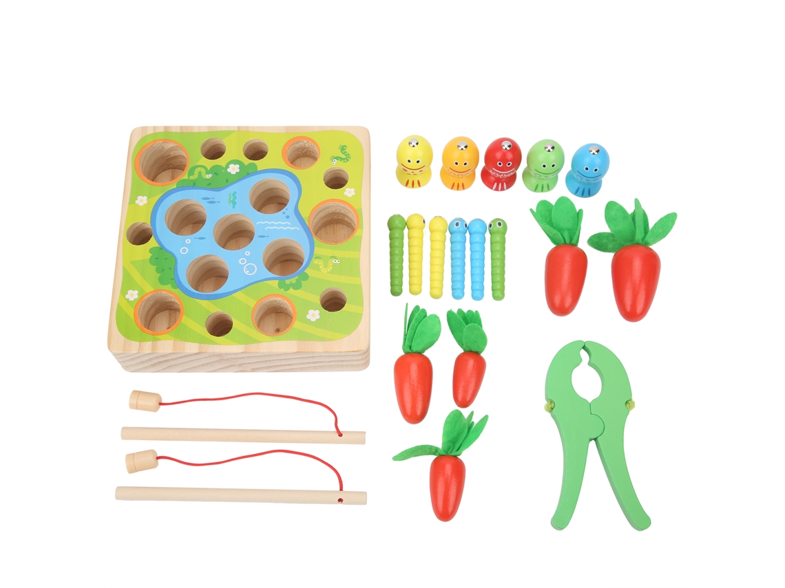 Primerox brinquedo Educativo de Madeira Jogo de Puxar Inserir Cenoura e Capturar Insetos para Crianças Acima de 3 Anos