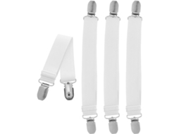 Conjunto De 4 Prendedores Ajustáveis Para Lençóis E Cobertores, Elástico De Cor Clara Com Fivelas Metal, Antiderrapantes