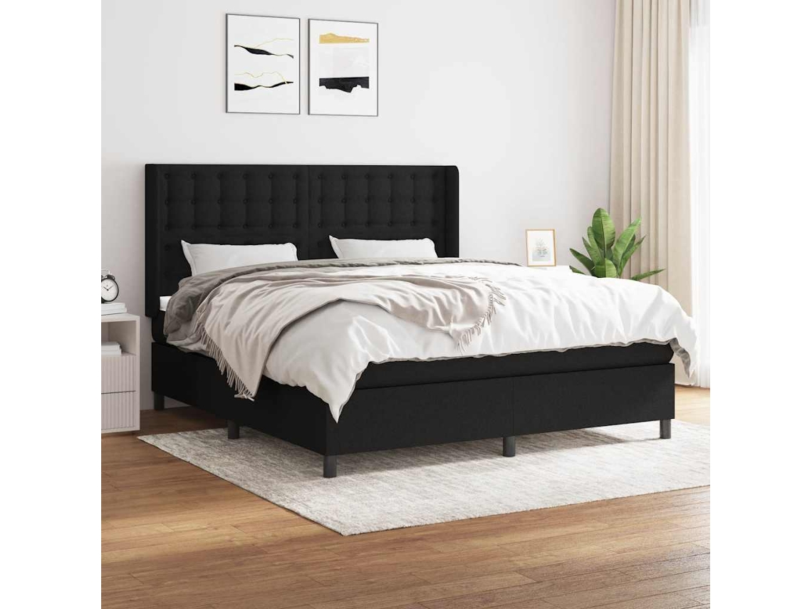 Vidaxl Cama Com Molas/colchão 160x200 Cm Tecido Preto